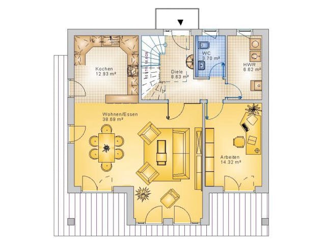 Massivhaus Satteldach Haus Fehl-Ritzhausen 90-029 von Econ Das Haus, Stadtvilla Grundriss 1