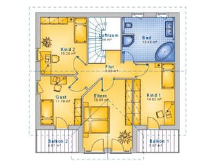 Massivhaus Satteldach Haus Fehl-Ritzhausen 90-029 von Econ Das Haus, Stadtvilla Grundriss 2