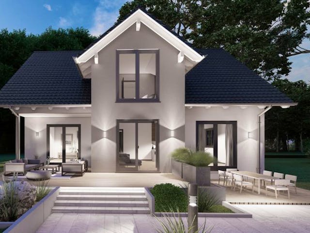 Massivhaus Satteldach Haus Heimborn 80-010 von Econ Das Haus,  Außenansicht 1