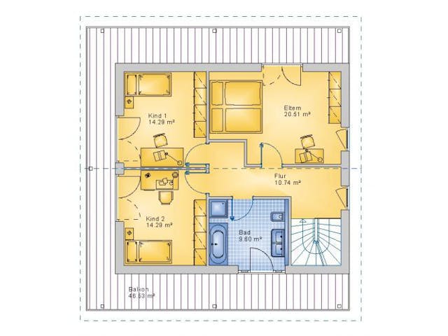 Massivhaus Satteldach Haus Höchstenbach 90-027 von Econ Das Haus, Stadtvilla Grundriss 1