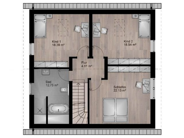 Massivhaus Satteldach Haus Mehlem 80-060 von Econ Das Haus,  Grundriss 1