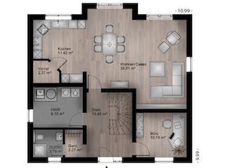 Massivhaus Satteldach Haus Niederbieber 90-068 von Econ Das Haus,  Grundriss 1