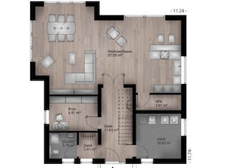 Massivhaus Satteldach Haus Oberbieber 90-067 von Econ Das Haus,  Grundriss 1