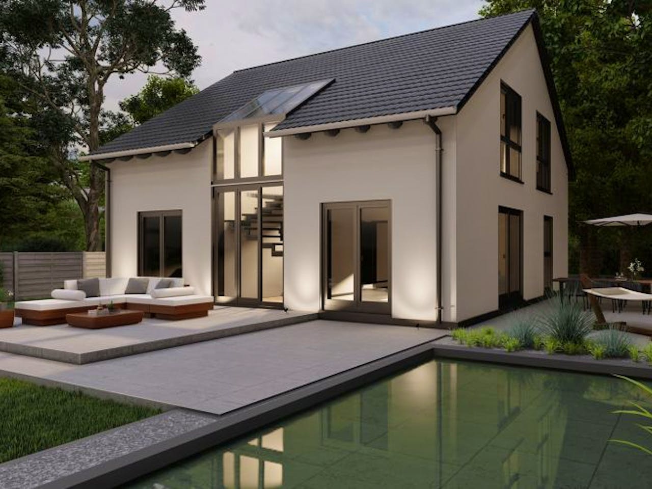 Massivhaus Satteldach Haus Oberlahr 70-035 von Econ Das Haus,  Außenansicht 1