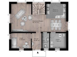 Massivhaus Satteldach Haus Oberlahr 70-035 von Econ Das Haus,  Grundriss 1