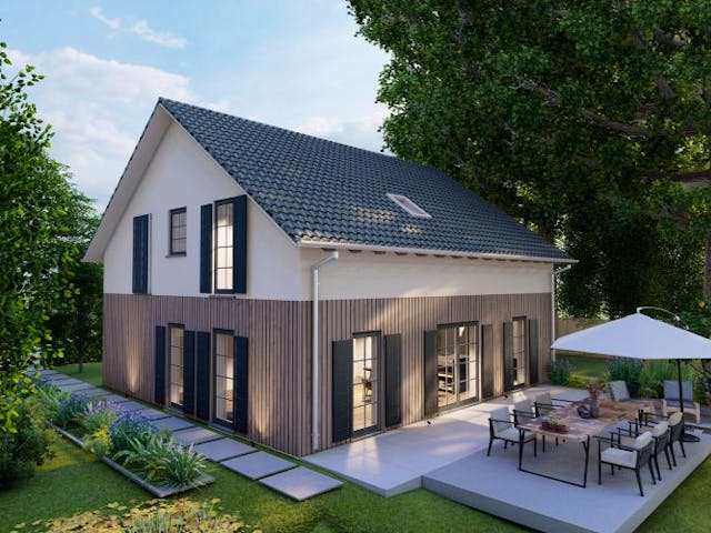 Massivhaus Satteldach Haus Troisdorf 80-061 von Econ Das Haus,  Außenansicht 1