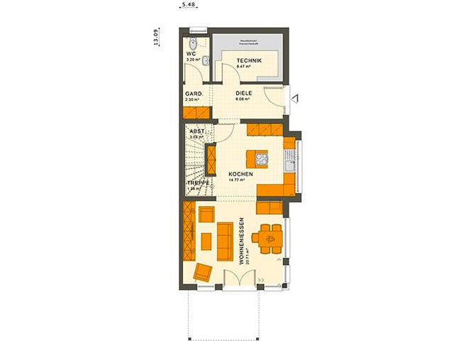 Fertighaus SOLUTION 117 L V3 von Living Fertighaus Ausbauhaus ab 308403€,  Grundriss 1