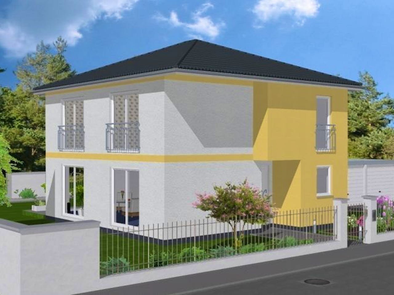 Massivhaus Stadtvilla 129 von HSE Massivhaus, Stadtvilla Außenansicht 1