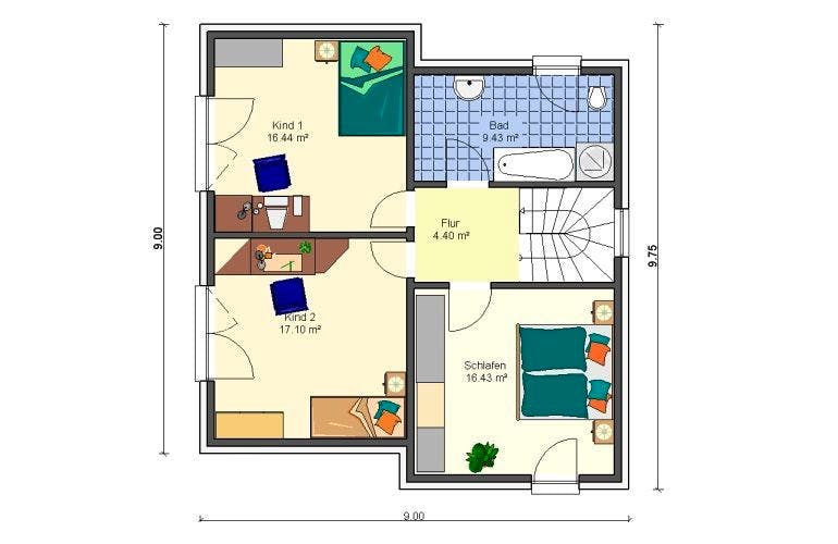Massivhaus Stadtvilla 129 von HSE Massivhaus, Stadtvilla Grundriss 2