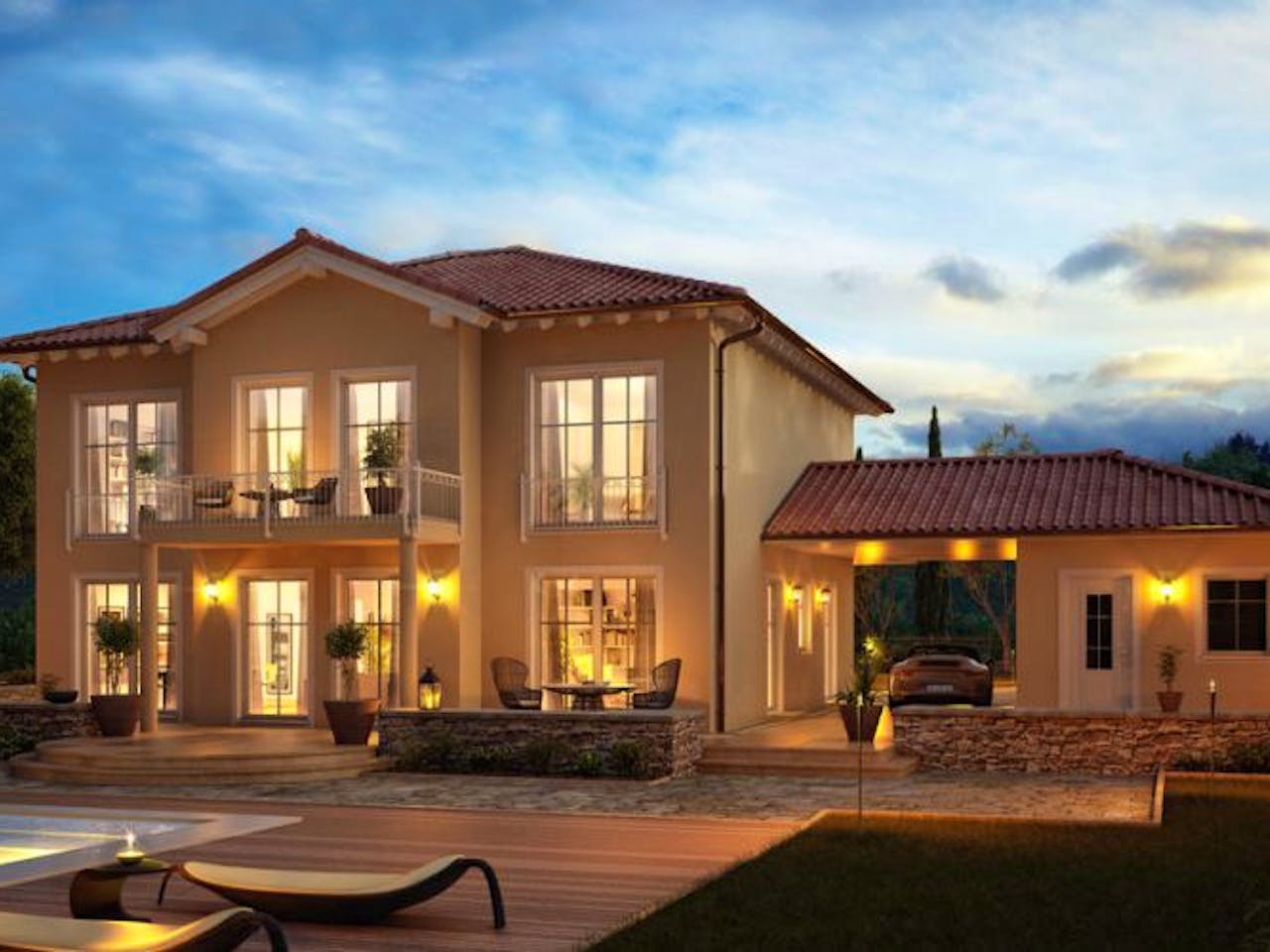 Massivhaus STADTVILLA AURELIO von Kern-Haus Chemnitz Schlüsselfertig ab 525900€, Stadtvilla Außenansicht 1