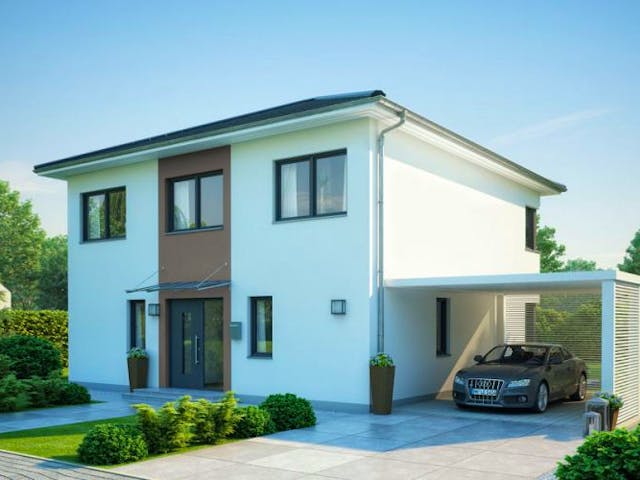 Massivhaus STADTVILLA CENTRO von Kern-Haus Chemnitz Schlüsselfertig ab 389900€, Stadtvilla Außenansicht 2