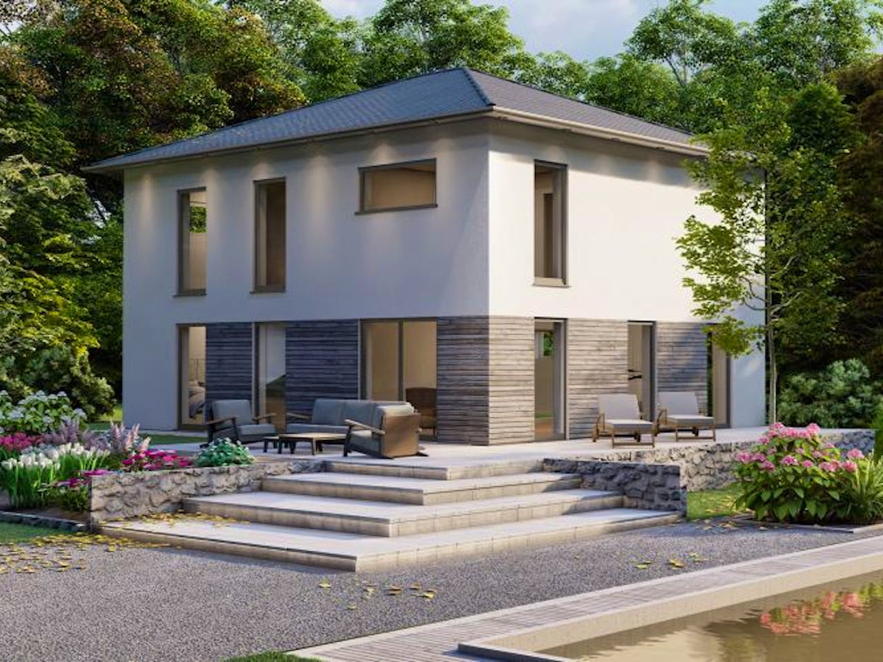 Massivhaus Stadtvilla Eitorf 40-033 von Econ Das Haus, Außenansicht 1