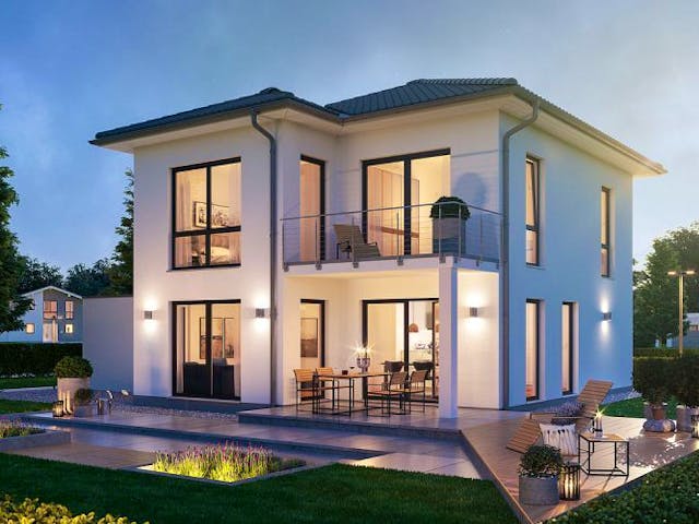 Massivhaus STADTVILLA FINO von Kern-Haus Chemnitz Schlüsselfertig ab 328900€, Stadtvilla Außenansicht 2