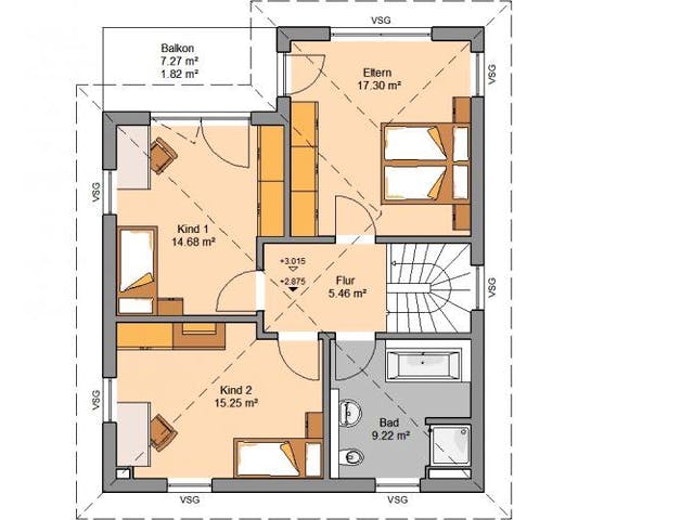 Massivhaus STADTVILLA FINO von Kern-Haus Chemnitz Schlüsselfertig ab 328900€, Stadtvilla Grundriss 1