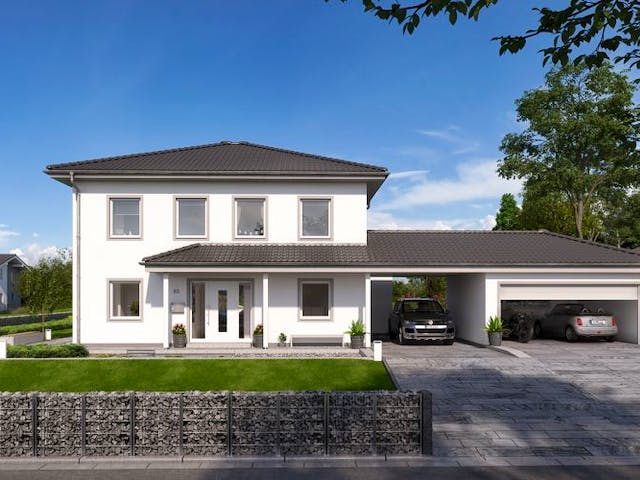 Massivhaus STADTVILLA GREDO von Kern-Haus Chemnitz Schlüsselfertig ab 479900€, Stadtvilla Außenansicht 1