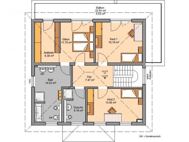Massivhaus STADTVILLA GREDO von Kern-Haus Chemnitz Schlüsselfertig ab 479900€, Stadtvilla Grundriss 2
