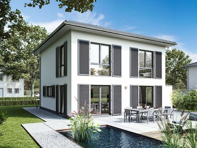 Massivhaus STADTVILLA PURA von Kern-Haus Chemnitz Schlüsselfertig ab 369900€, Stadtvilla Außenansicht 1