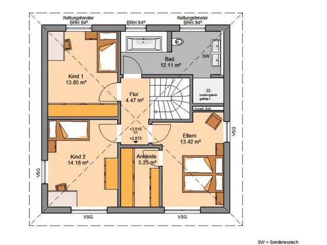 Massivhaus STADTVILLA PURA von Kern-Haus Chemnitz Schlüsselfertig ab 369900€, Stadtvilla Grundriss 1