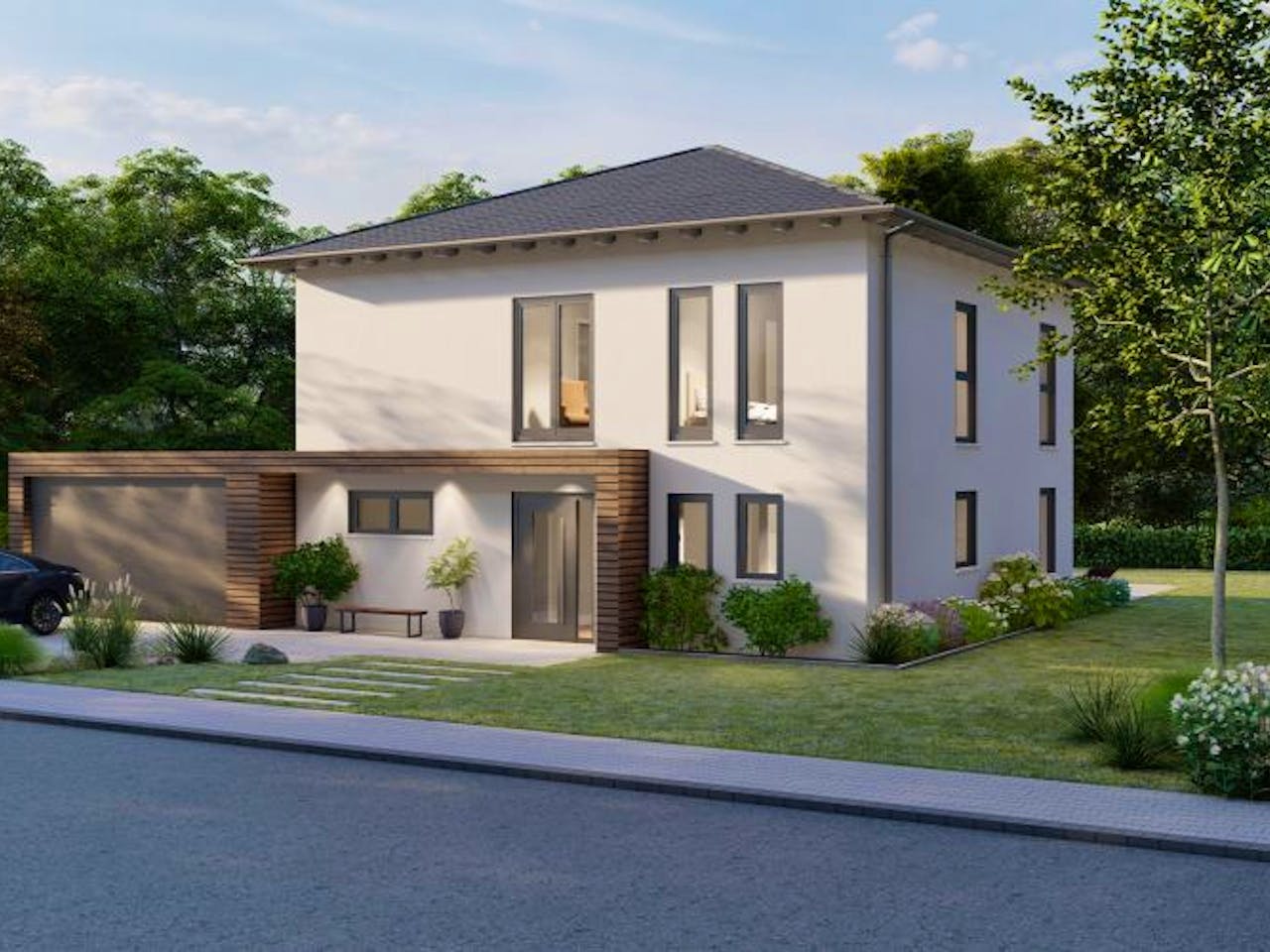 Massivhaus Stadtvilla Rüngesdorf 40-030 von Econ Das Haus, Außenansicht 1