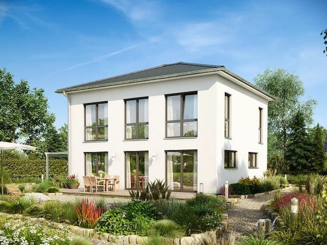 Massivhaus STADTVILLA SIGNUS von Kern-Haus Chemnitz Schlüsselfertig ab 357900€, Stadtvilla Außenansicht 1