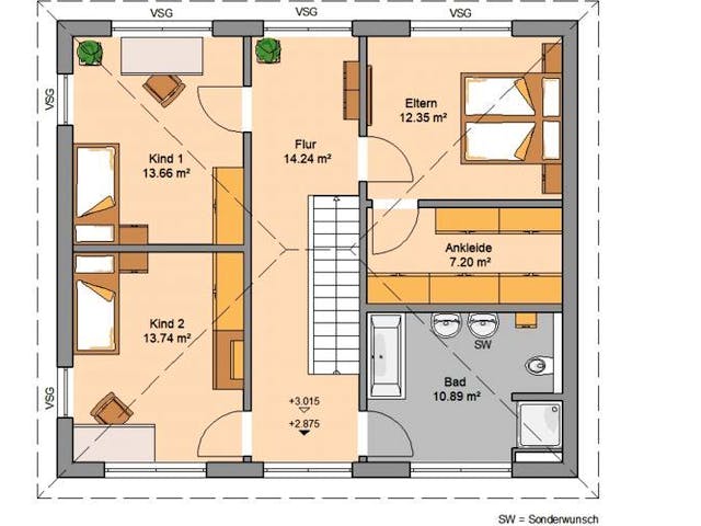 Massivhaus STADTVILLA SIGNUS von Kern-Haus Chemnitz Schlüsselfertig ab 357900€, Stadtvilla Grundriss 1