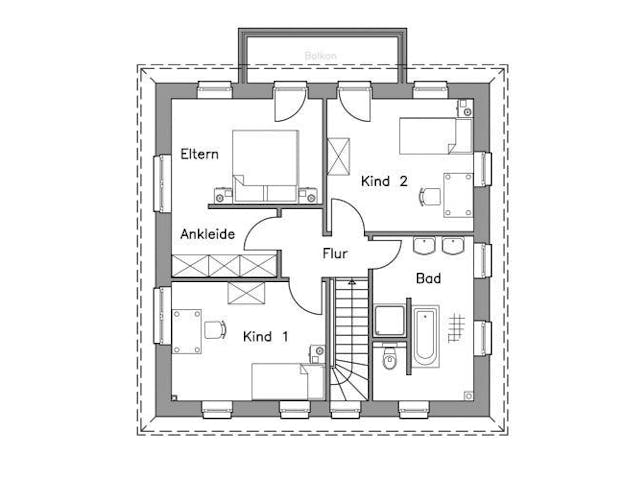 Massivhaus Stadtvilla SV125 Variante K von Baudirekt, Stadtvilla Grundriss 1