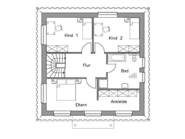 Massivhaus Stadtvilla SV140 Variante K von Baudirekt, Stadtvilla Grundriss 1