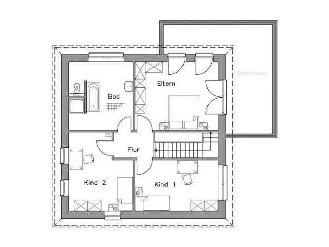 Massivhaus Stadtvilla SV140 Variante M von Baudirekt, Stadtvilla Grundriss 1