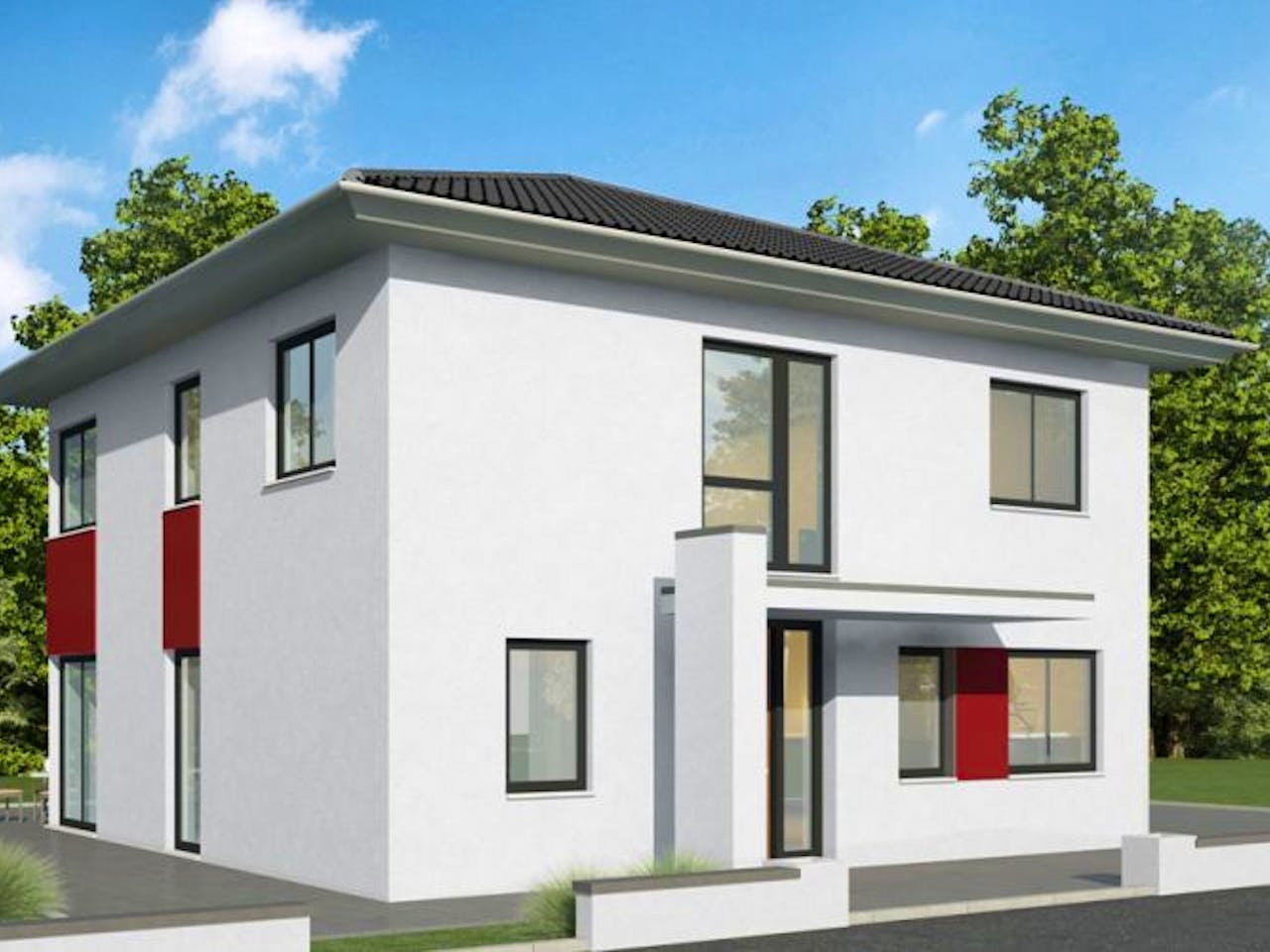 Massivhaus Stadtvilla SV140 Variante T von Baudirekt, Stadtvilla Außenansicht 1