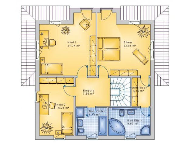 Massivhaus Stadtvilla Wissen 50-016 von Econ Das Haus, Stadtvilla Grundriss 1 Massivhaus Stadtvilla Wissen 50-016 von Econ Das Haus, Stadtvilla Grundriss 1