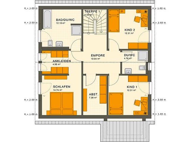 Fertighaus SUNSHINE 167 V2 von Living Fertighaus Ausbauhaus ab 369050€, Satteldach-Klassiker Grundriss 1