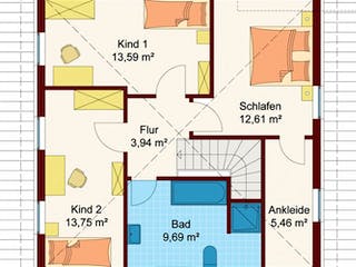 Massivhaus Villa Florenz von Elm Bau - Massiv- und Holzrahmenhäuser, Stadtvilla Grundriss 1