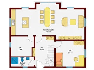 Massivhaus Villa Frankfurt von Elm Bau - Massiv- und Holzrahmenhäuser, Stadtvilla Grundriss 1