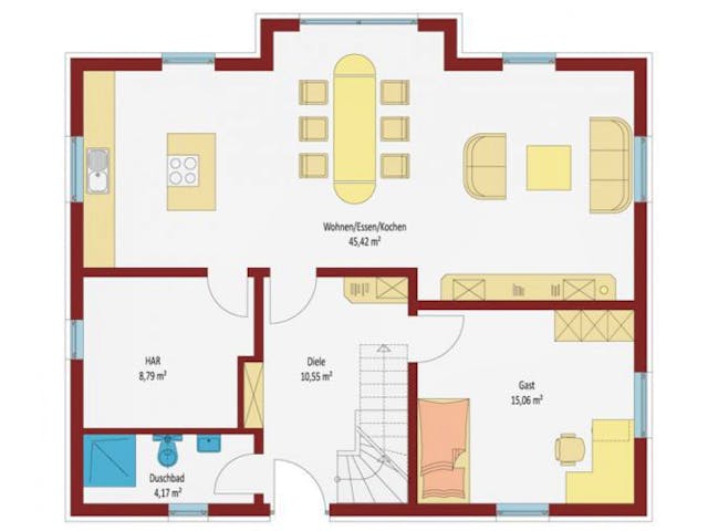 Massivhaus Villa Frankfurt von Elm Bau - Massiv- und Holzrahmenhäuser, Stadtvilla Grundriss 1