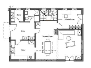 Fertighaus Vitalhaus Bayerisch Gmain von Regnauer Hausbau Schlüsselfertig ab 572475€,  Grundriss 1