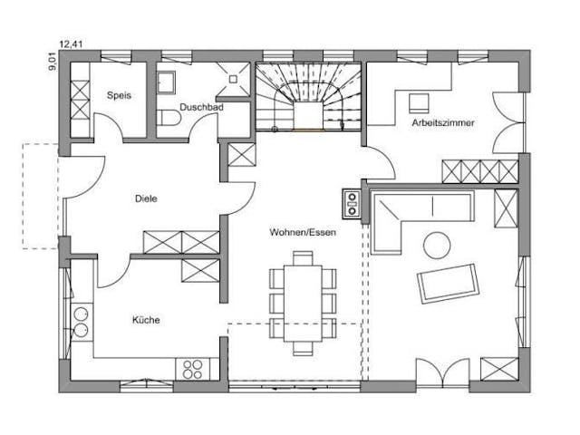 Fertighaus Vitalhaus Bayerisch Gmain von Regnauer Hausbau Schlüsselfertig ab 572475€,  Grundriss 1