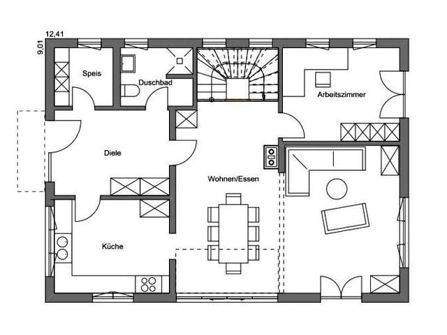 Fertighaus Vitalhaus Bayerisch Gmain von Regnauer Hausbau Schlüsselfertig ab 572475€,  Grundriss 1