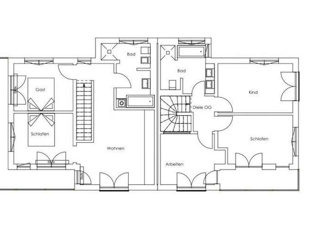 Fertighaus Vitalhaus Breitbrunn von Regnauer Hausbau, Satteldach-Klassiker Grundriss 1
