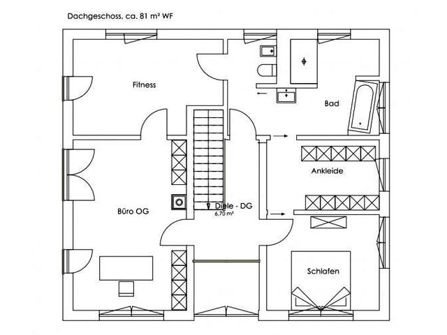 Fertighaus Vitalhaus Bruckmühl von Regnauer Hausbau Schlüsselfertig ab 613505€,  Grundriss 1