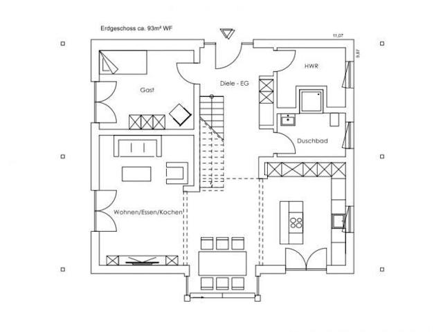 Fertighaus Vitalhaus Oberpframmern von Regnauer Hausbau, Satteldach-Klassiker Grundriss 1