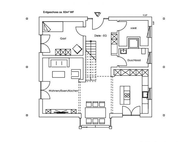 Fertighaus Vitalhaus Oberpframmern von Regnauer Hausbau Schlüsselfertig ab 618925€,  Grundriss 1