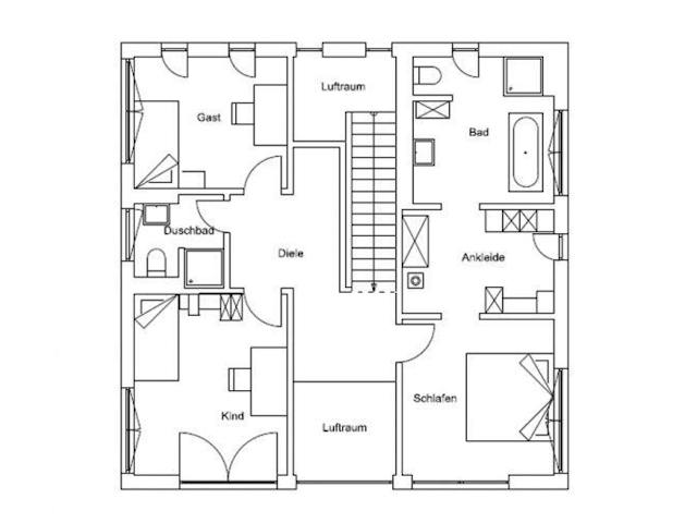 Fertighaus Vitalhaus Zorneding von Regnauer Hausbau, Satteldach-Klassiker Grundriss 1