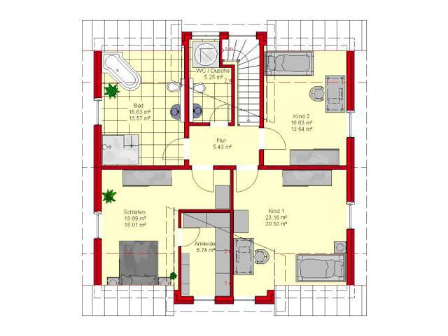 Massivhaus Würzburg 171 von PRO-IM Neo, Grundriss 1 Massivhaus Würzburg 171 von PRO-IM Neo, Grundriss 1