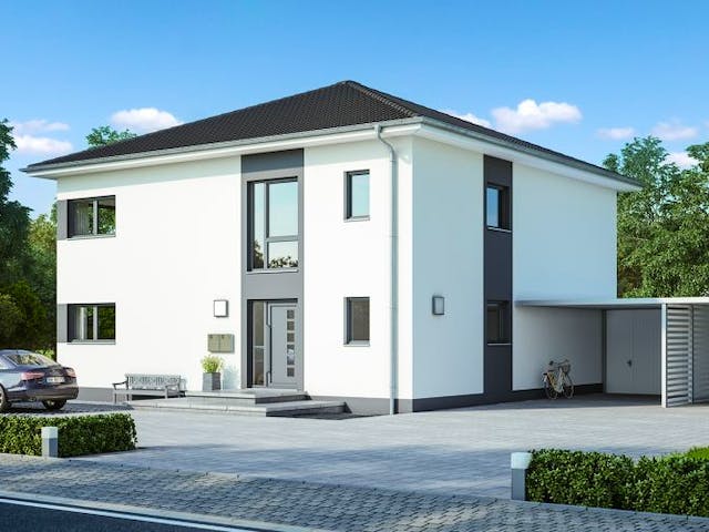 Massivhaus Zweifamilienhaus DUPLEA von Kern-Haus Chemnitz Schlüsselfertig ab 575900€, Stadtvilla Außenansicht 1