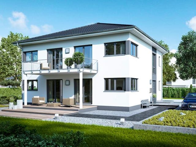 Massivhaus Zweifamilienhaus DUPLEA von Kern-Haus Chemnitz Schlüsselfertig ab 575900€, Stadtvilla Außenansicht 2