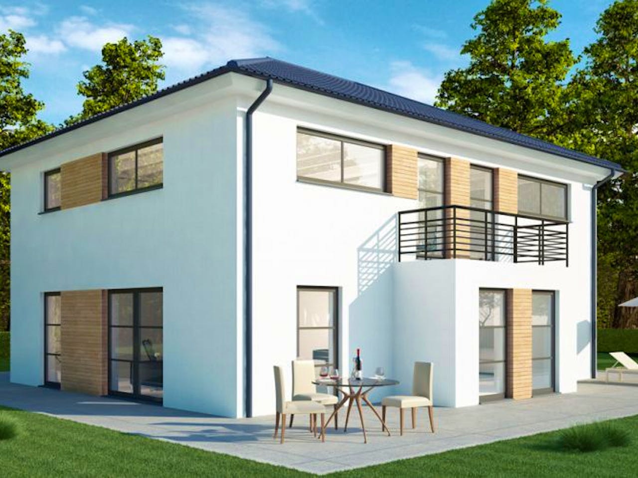 Massivhaus Zweifamilienhaus ZH185 Variante M von Baudirekt, Außenansicht 1