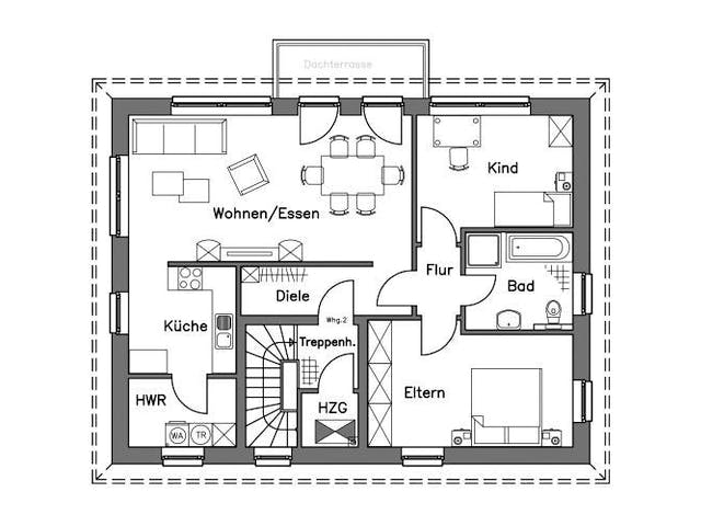 Massivhaus Zweifamilienhaus ZH185 Variante M von Baudirekt,  Grundriss 2