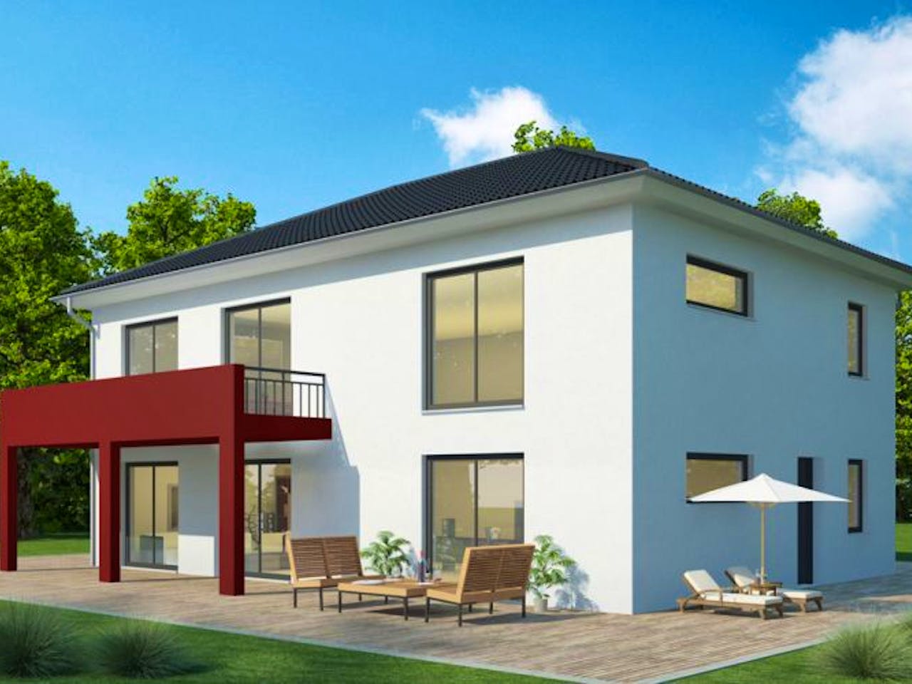 Massivhaus Zweifamilienhaus ZH200 Variante K von Baudirekt, Außenansicht 1