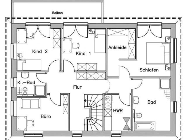 Massivhaus Zweifamilienhaus ZH200 Variante K von Baudirekt, Grundriss 1 Massivhaus Zweifamilienhaus ZH200 Variante K von Baudirekt, Grundriss 1