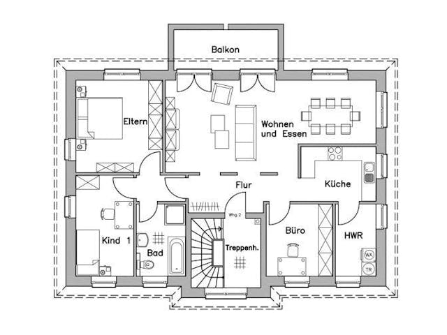 Massivhaus Zweifamilienhaus ZH210 Variante M von Baudirekt,  Grundriss 1